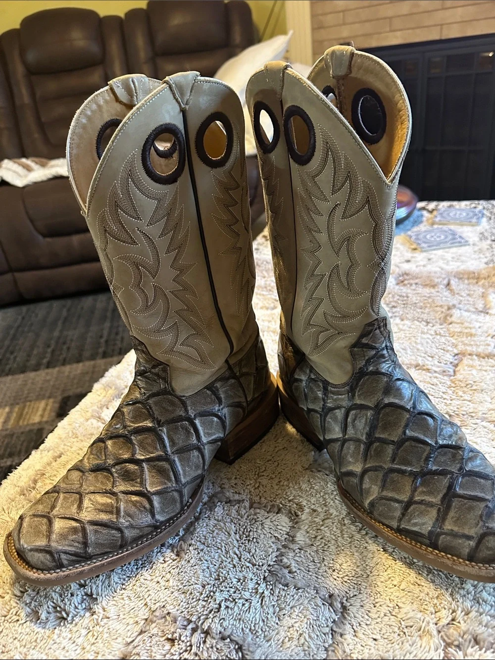 Cavender's Men's Western Boots in Taupe and Brown - Picture 12 of 12